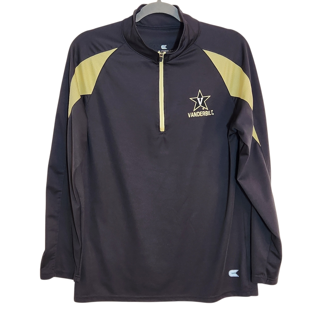 Colosseum Athletics Gray and Gold Vanderbilt Quarter Zip Pullover Size Medium